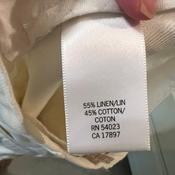 Banana Republic Linen Blend Cream Ivory Wide Leg Pants Summer Vacation Office - Picture 4 of 5